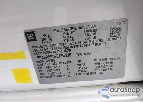 2014 Buick Enclave Leather from USA, damaged, VIN 5GAKRBKD0EJ249296